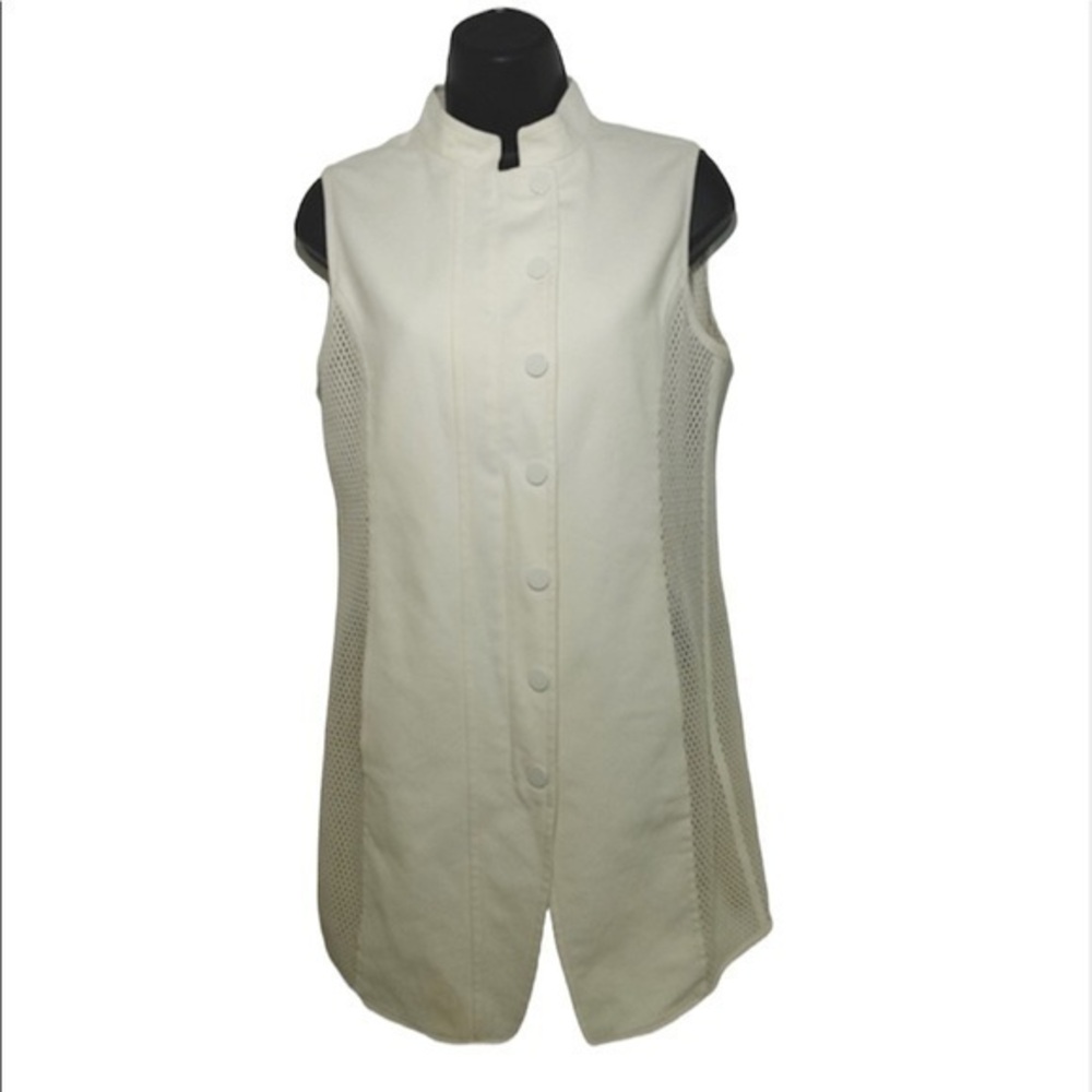 Akris Punto Button Zip Long Netted Vest